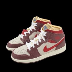 Nike Air Jordan 1 Mid Womens Size 8.5/Kids 7Y Varsity Red Coconut Vanilla